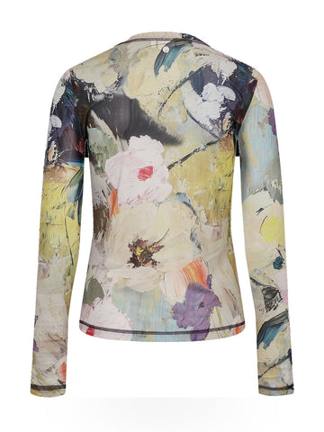 Numph Nualmia Ls Mesh Top - T-Shirt Donna - Forest Green