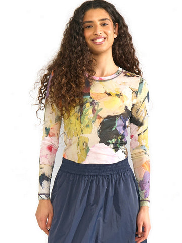 Numph Nualmia Ls Mesh Top - T-Shirt Donna - Forest Green