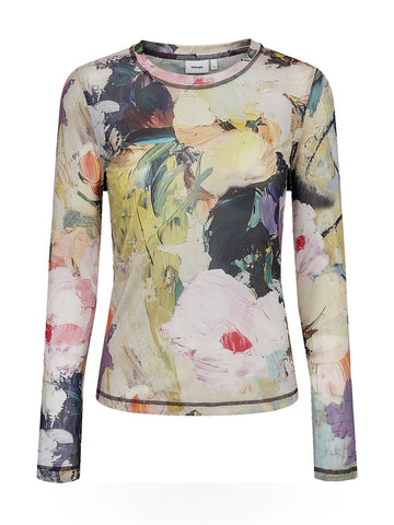 Numph Nualmia Ls Mesh Top - T-Shirt Donna - Forest Green