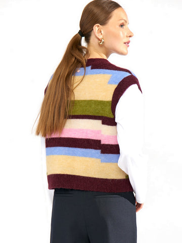 Numph Nuriette Pixel Stripe Vest - Gilet Donna - Fig