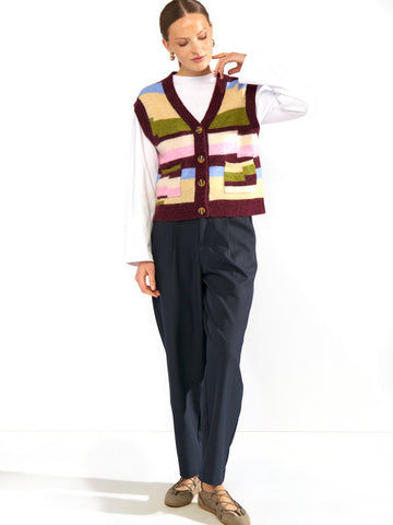 Numph Nuriette Pixel Stripe Vest - Gilet Donna - Fig