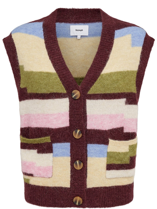 Numph Nuriette Pixel Stripe Vest - Gilet Donna - Fig
