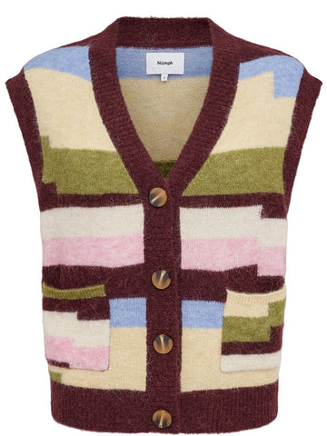 Numph Nuriette Pixel Stripe Vest - Gilet Donna - Fig
