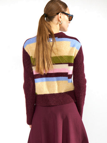 Numph Nuriette Pixel Stripe Pullover - Maglieria Donna - Fig