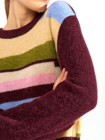 Numph Nuriette Pixel Stripe Pullover - Maglieria Donna - Fig