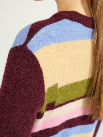 Numph Nuriette Pixel Stripe Pullover - Maglieria Donna - Fig