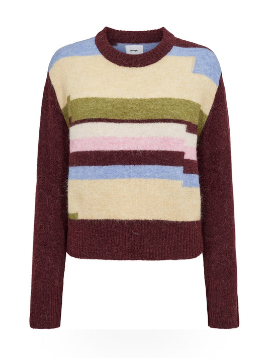 Numph Nuriette Pixel Stripe Pullover - Maglieria Donna - Fig