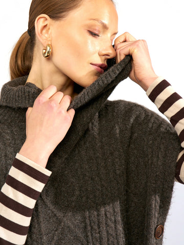 Numph Nujoline Poncho - Capospalla Donna - Marrone