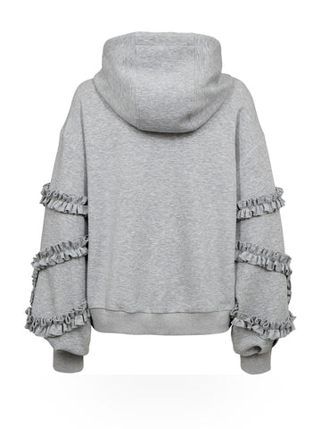 Numph Nusabby Zipper Hoodie - Felpe Donna - Grigio Melange
