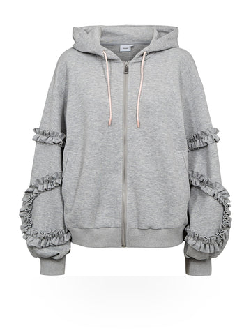 Numph Nusabby Zipper Hoodie - Felpe Donna - Grigio Melange