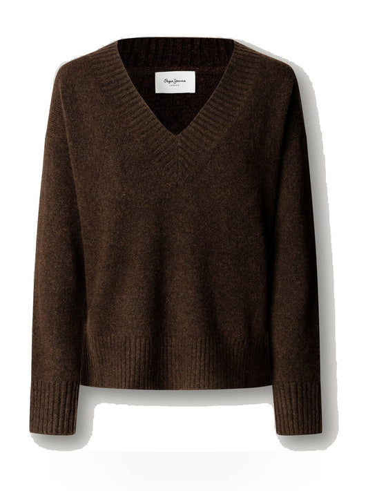 Pepe Jeans Ashley V Neck - Maglieria Donna - Marrone