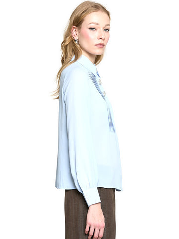 Relish Camicia Barela M/l C/plisse Copribottoni - Camicie Donna - Blu
