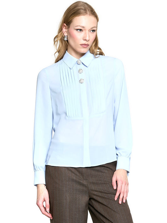 Relish Camicia Barela M/l C/plisse Copribottoni - Camicie Donna - Blu