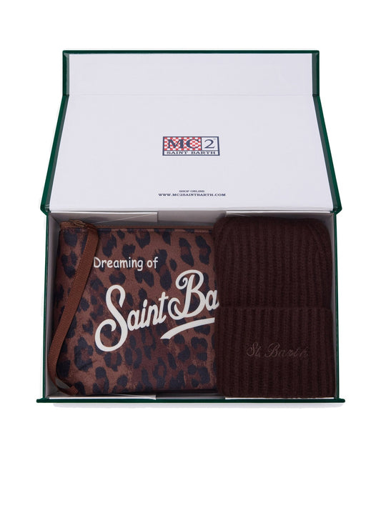 Saint Barth Gift Box Woman Hat And Pochette - Completo Donna - Dark Leopard 18