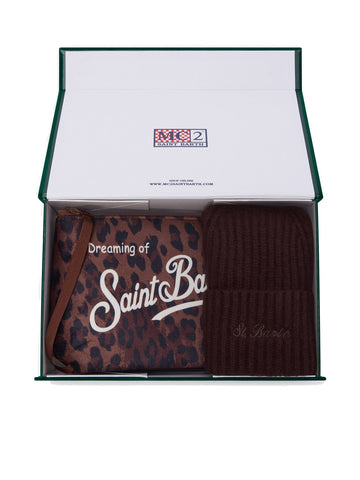 Saint Barth Gift Box Woman Hat And Pochette - Completo Donna - Dark Leopard 18
