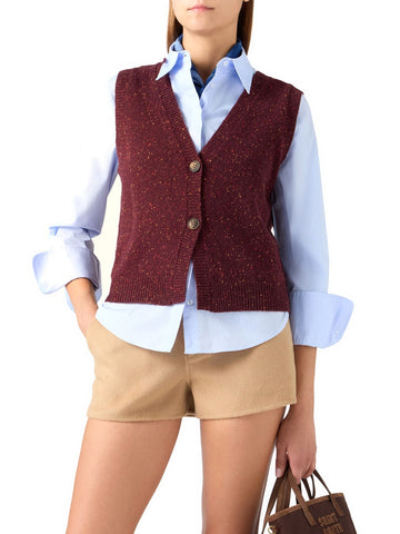 Saint Barth Carette Donegal Vest - Gilet Donna - 44m Aubergine
