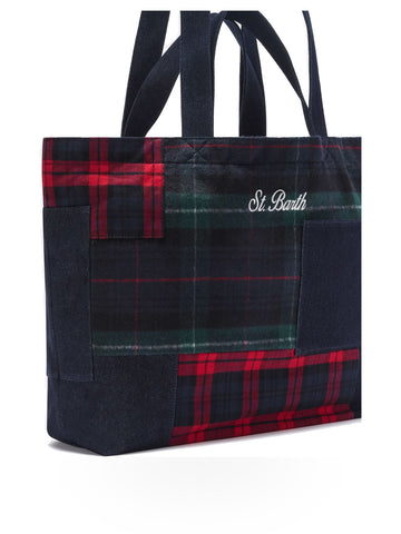 Saint Barth Essential Bag Patchwork - Borse Donna - Denim Tartan
