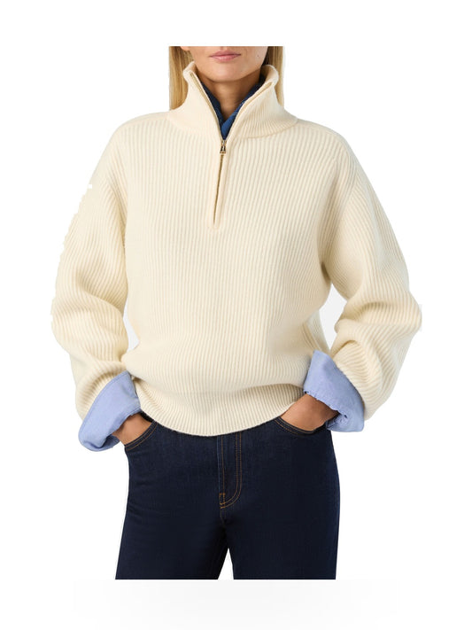 Saint Barth Isalyn Wool Half Zip Cardigan - Maglieria Donna - Bianco