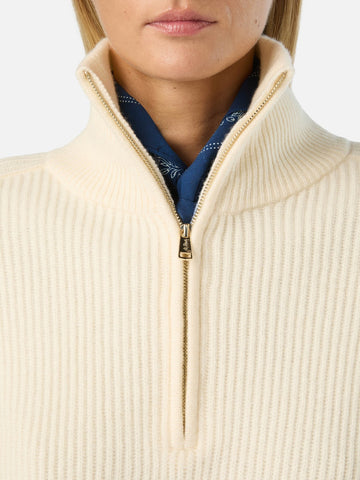 Saint Barth Isalyn Wool Half Zip Cardigan - Maglieria Donna - Bianco