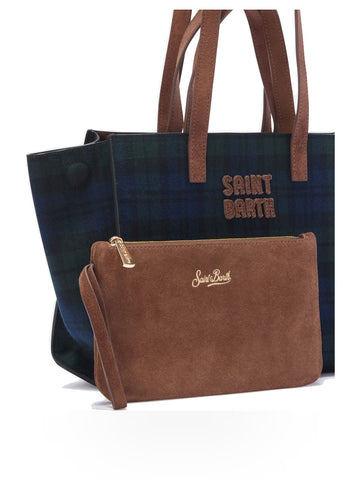 Saint Barth Jour Bag Midi Shoulder - Borse Donna - Suede Tartan