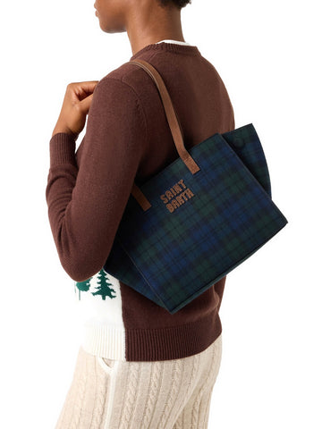 Saint Barth Jour Bag Midi Shoulder - Borse Donna - Suede Tartan
