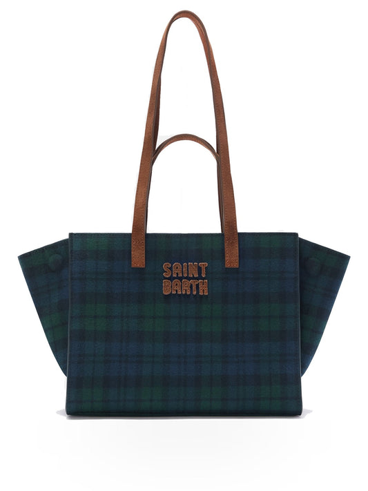 Saint Barth Jour Bag Midi Shoulder - Borse Donna - Suede Tartan