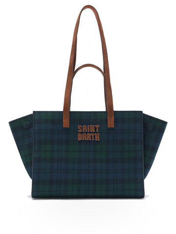 Saint Barth Jour Bag Midi Shoulder - Borse Donna - Suede Tartan