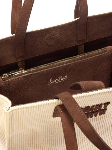 Saint Barth Jour Bag Midi Shoulder - Borse Donna - Suede Corduroy