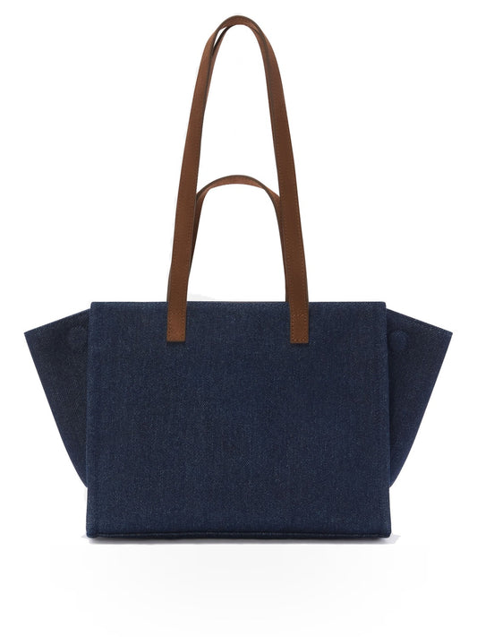 Saint Barth Jour Bag Midi Shoulder - Borse Donna - Suede Denim Dark