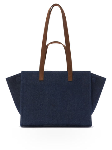 Saint Barth Jour Bag Midi Shoulder - Borse Donna - Suede Denim Dark