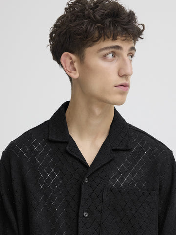 Solid Teagan Short Sleeved Shirt - Camicie Uomo - Nero
