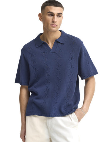 Solid Udell Short Sleeve - Maglieria Uomo - Blu Navy