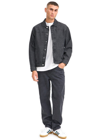 Solid Sdwexler - Capospalla Uomo - Black Vintage Denim Stripe