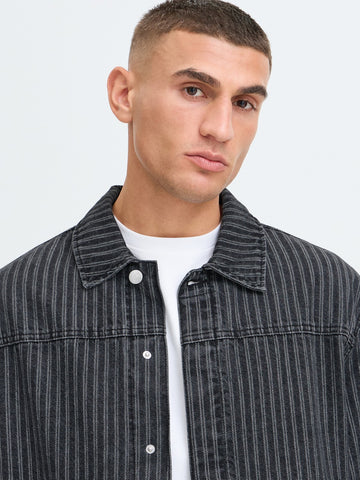 Solid Sdwexler - Capospalla Uomo - Black Vintage Denim Stripe