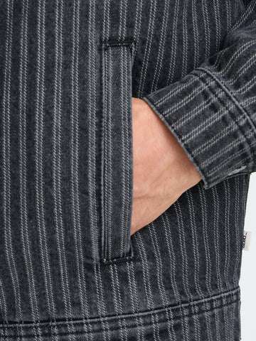 Solid Sdwexler - Capospalla Uomo - Black Vintage Denim Stripe