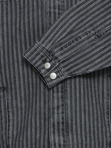 Solid Sdwexler - Capospalla Uomo - Black Vintage Denim Stripe