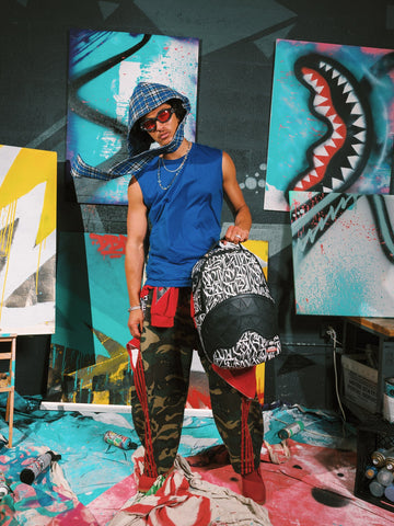 Sprayground Wynwood Walls Defer Backpack - Zaini Unisex - Nero/Bianco