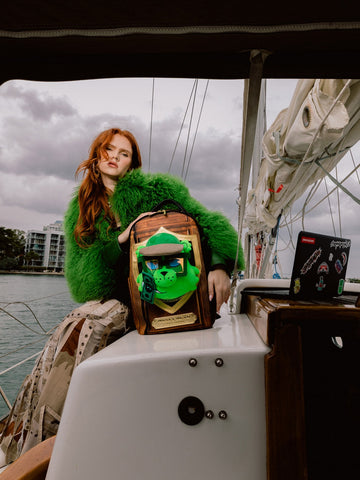 Sprayground Mounted Moneybear Head - Zaini Unisex - Marrone/Verde