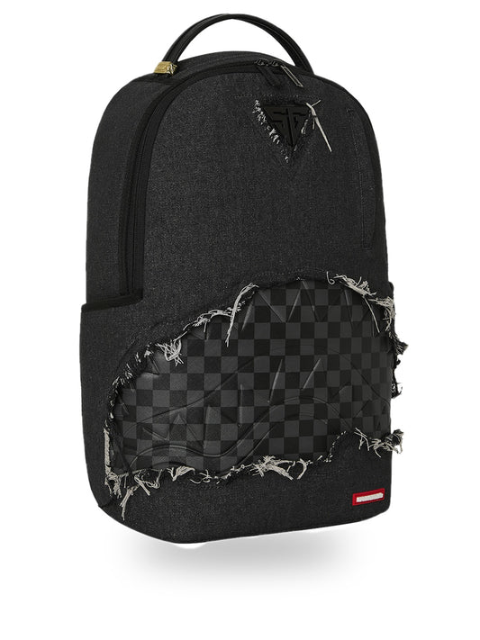 Sprayground Black Denim Tear Shark Backpack - Zaini Unisex - Nero