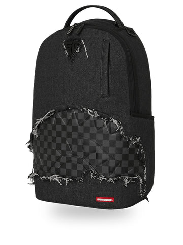 Sprayground Black Denim Tear Shark Backpack - Zaini Unisex - Nero