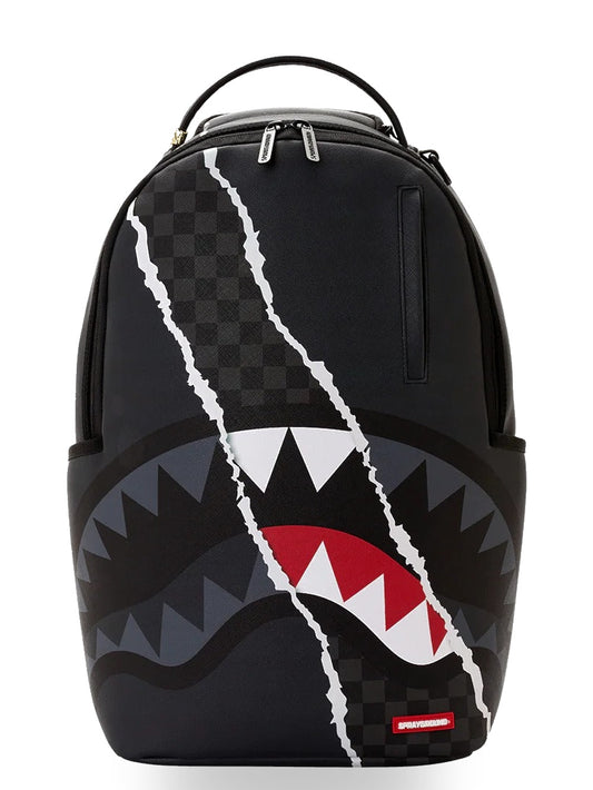 Sprayground Center Rip Revealing Gray Check - Zaini Unisex - Nero