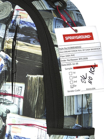 Sprayground Cream Check Full Of Cash - Zaini Unisex - Bianco