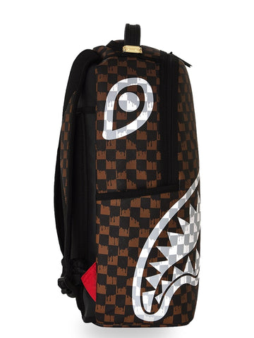 Sprayground Brown And Cream Drip Check Shark - Zaini Unisex - Marrone
