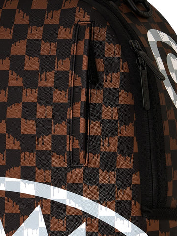Sprayground Brown And Cream Drip Check Shark - Zaini Unisex - Marrone