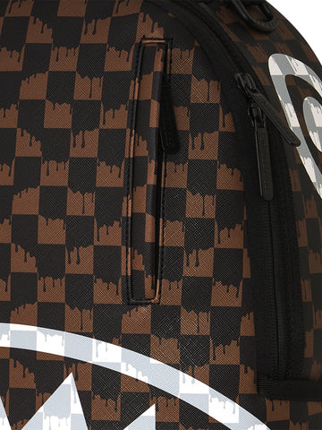 Sprayground Brown And Cream Drip Check Shark Backpack - Zaini Unisex - Marrone