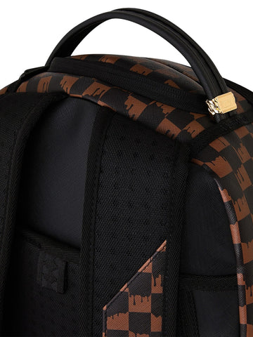 Sprayground Brown And Cream Drip Check Shark - Zaini Unisex - Marrone
