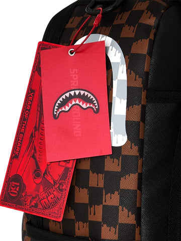 Sprayground Brown And Cream Drip Check Shark - Zaini Unisex - Marrone