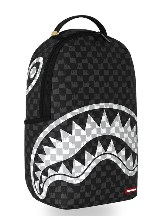 Sprayground Black And White Drip Check Shark - Zaini Unisex - Nero
