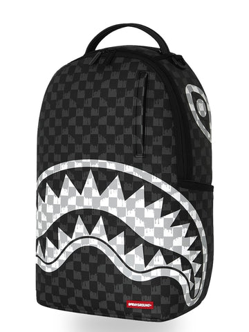 Sprayground Black And White Drip Check Shark - Zaini Unisex - Nero