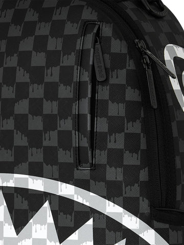 Sprayground Black And White Drip Check Shark - Zaini Unisex - Nero